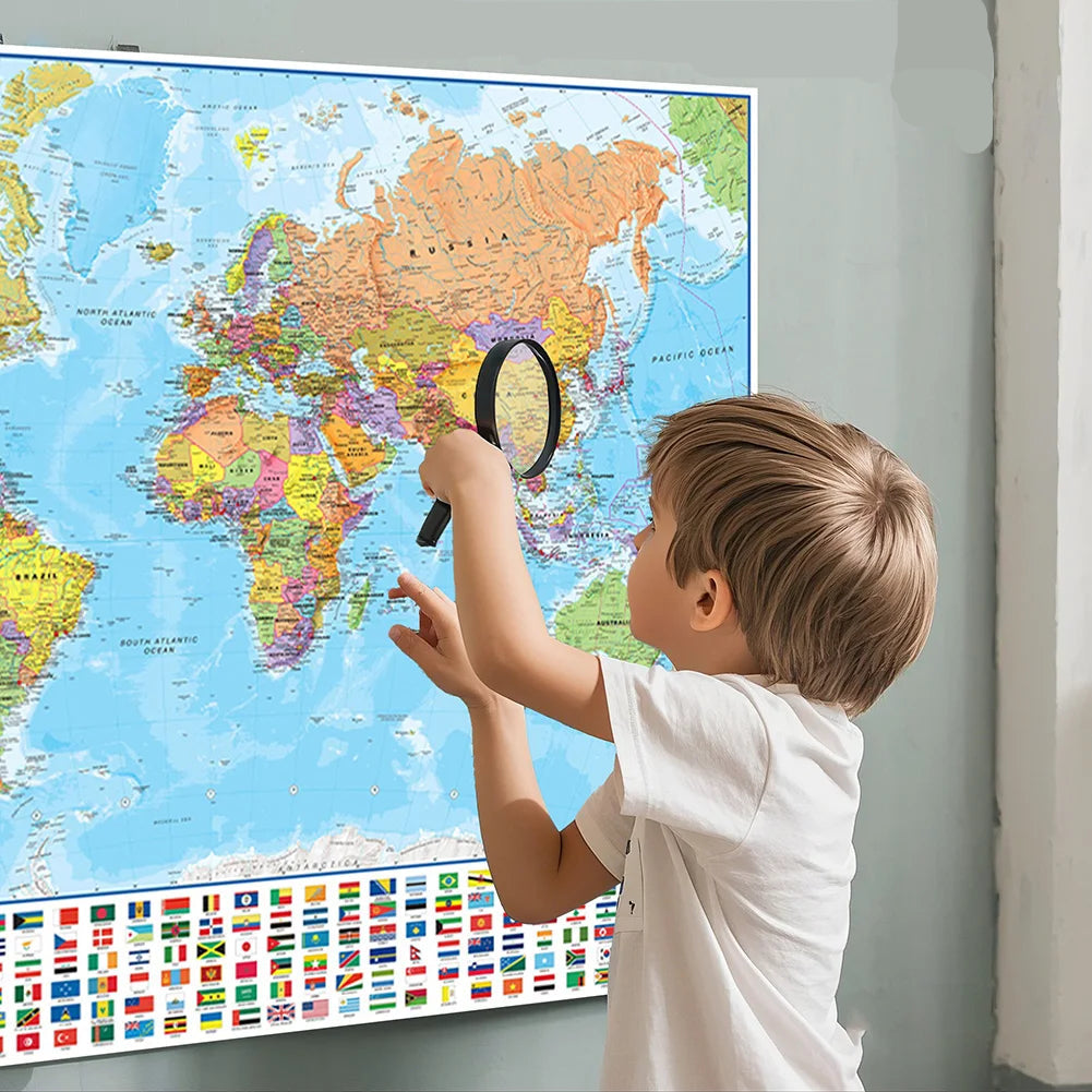 Carte du Monde Murale Éducative pour Enfants en anglais