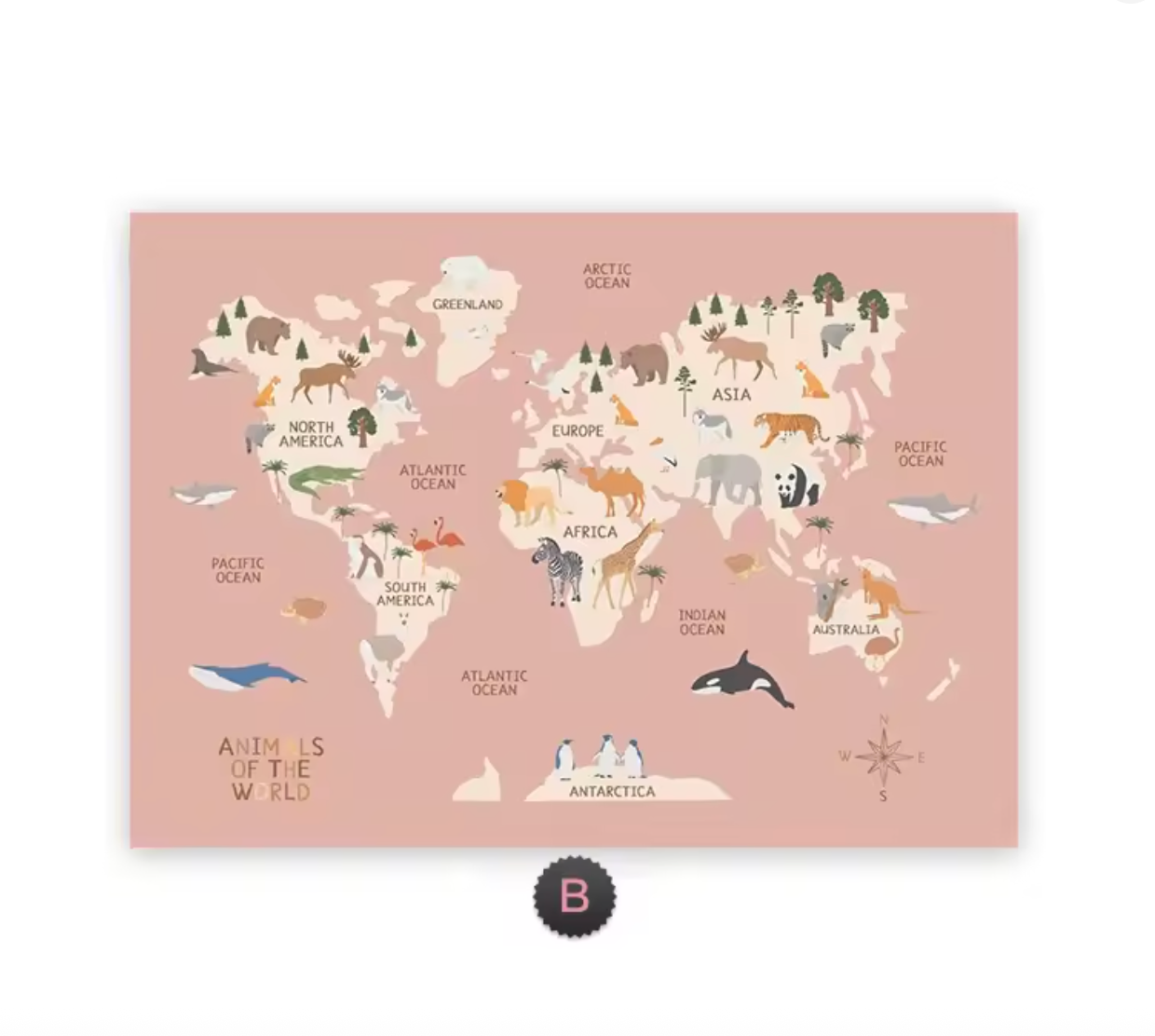 Poster éducatif Carte du Monde des Animaux