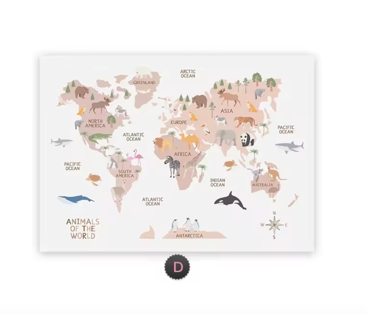 Poster éducatif Carte du Monde des Animaux