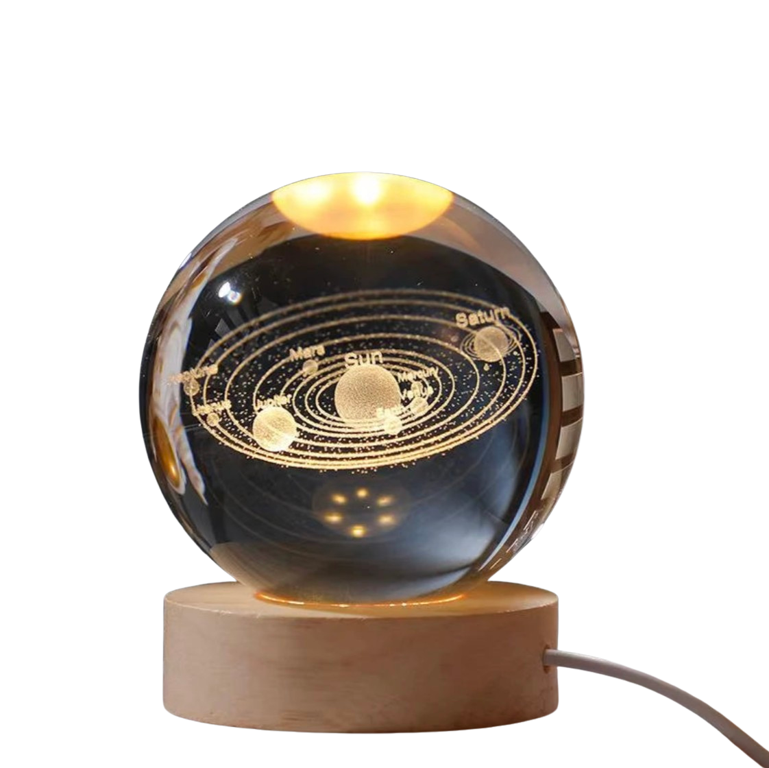 Veilleuse Boule de cristal - carte du système solaire