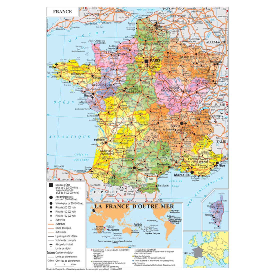 Carte des Transports de France – Affiche Murale Grand Format 100x150 cm