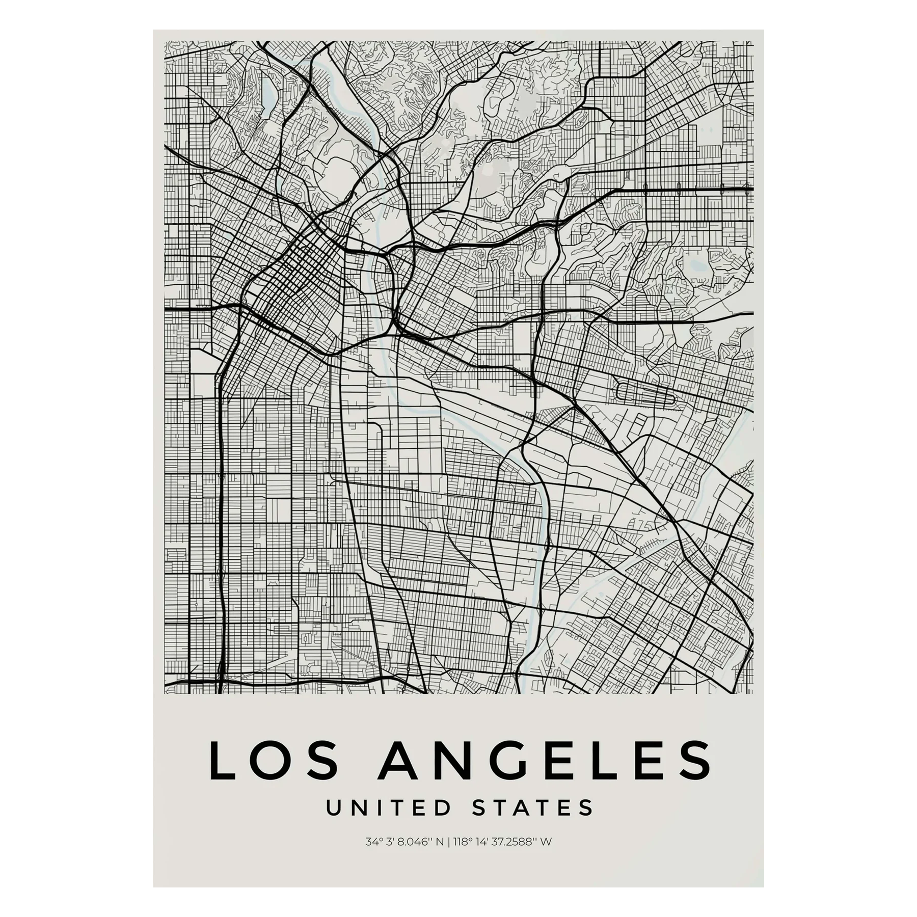 Carte de Los Angeles – Affiche Murale vintage