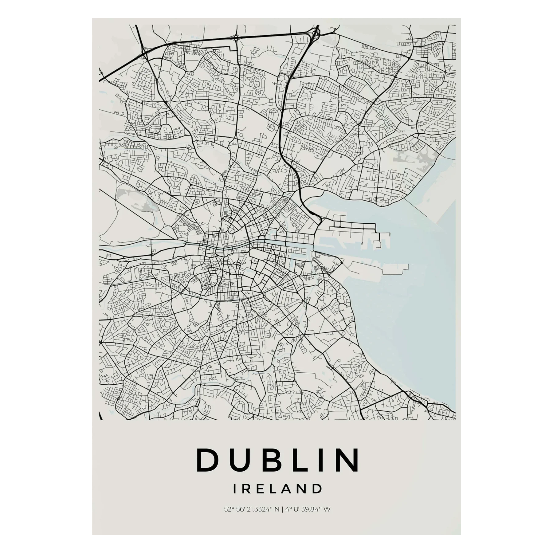 Carte de Dublin – Affiche Murale vintage