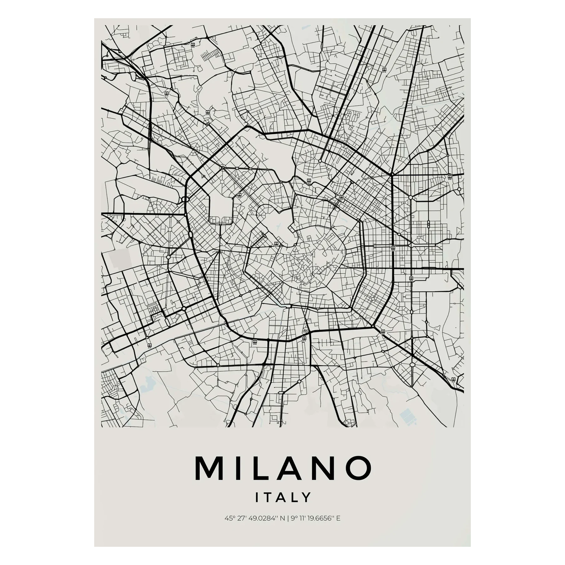 Carte de Milan – Affiche Murale vintage
