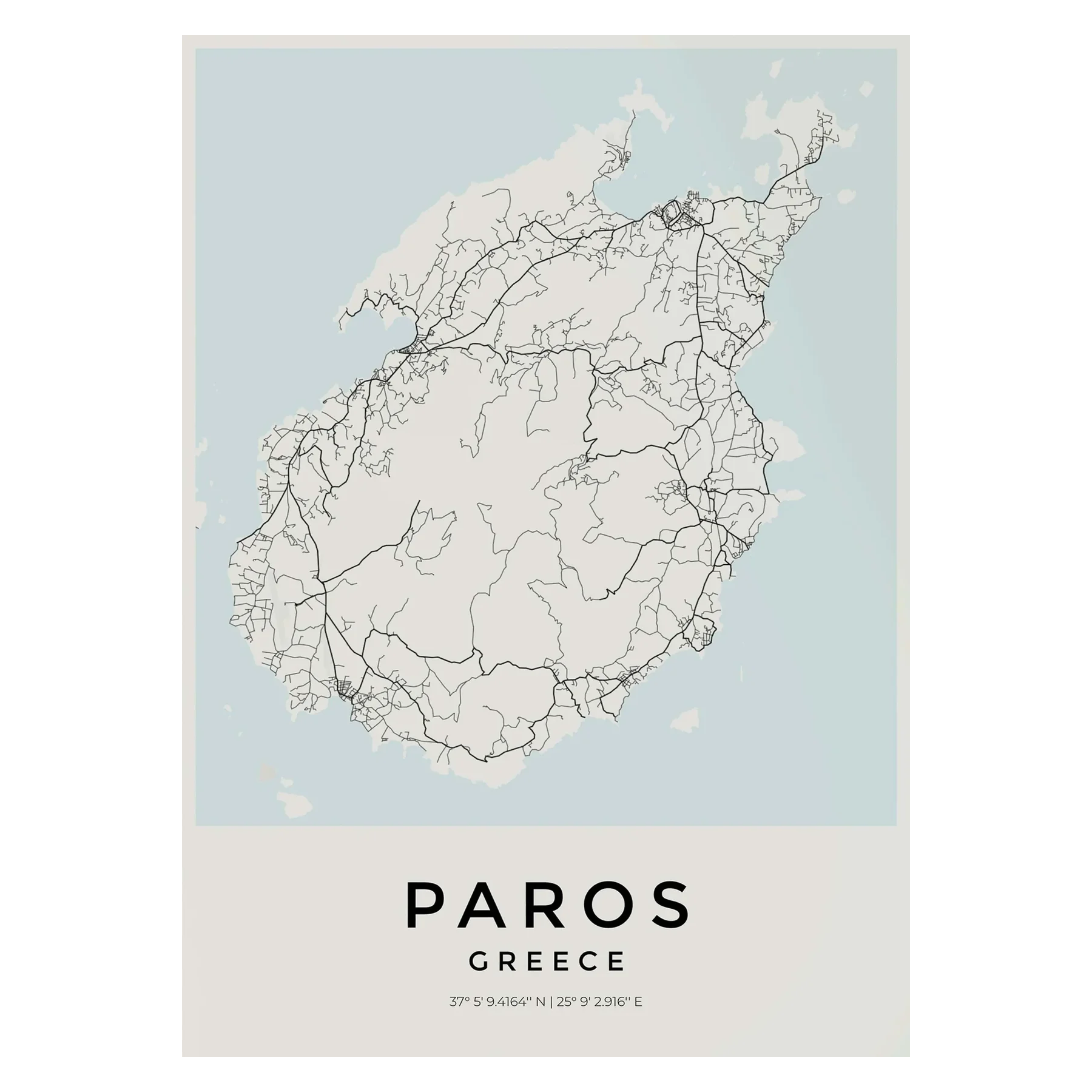 Carte de Paros – Affiche Murale vintage