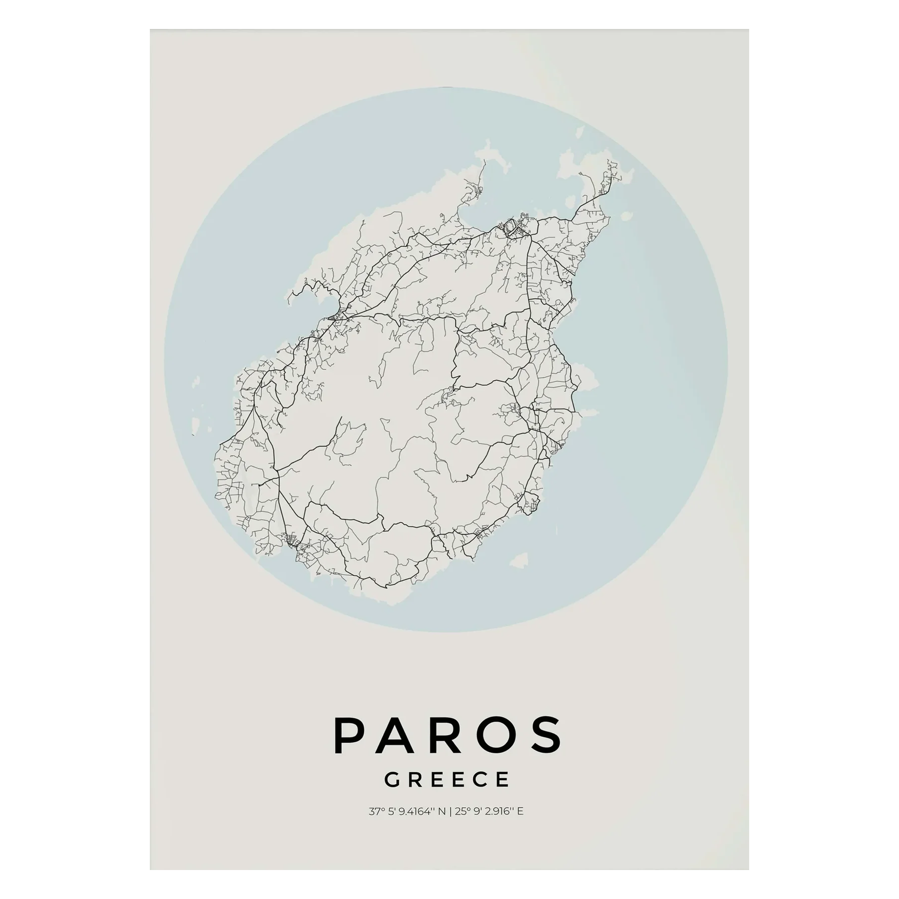 Carte de Paros – Affiche Murale vintage