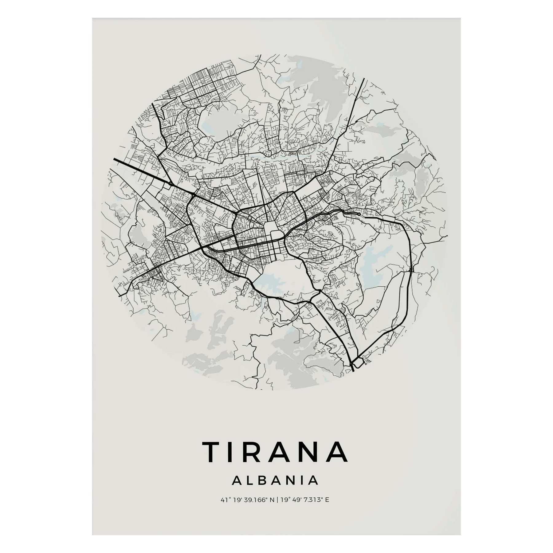 Carte de Tirana – Affiche Murale vintage