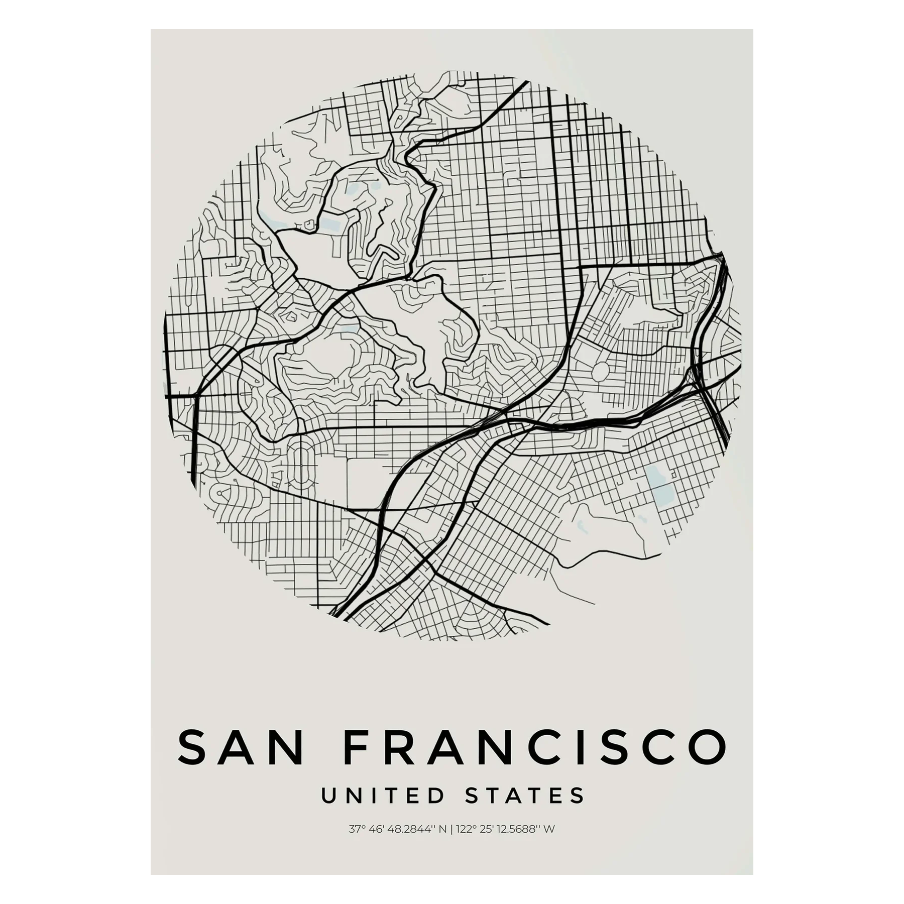 Carte de San Francisco – Affiche Murale vintage