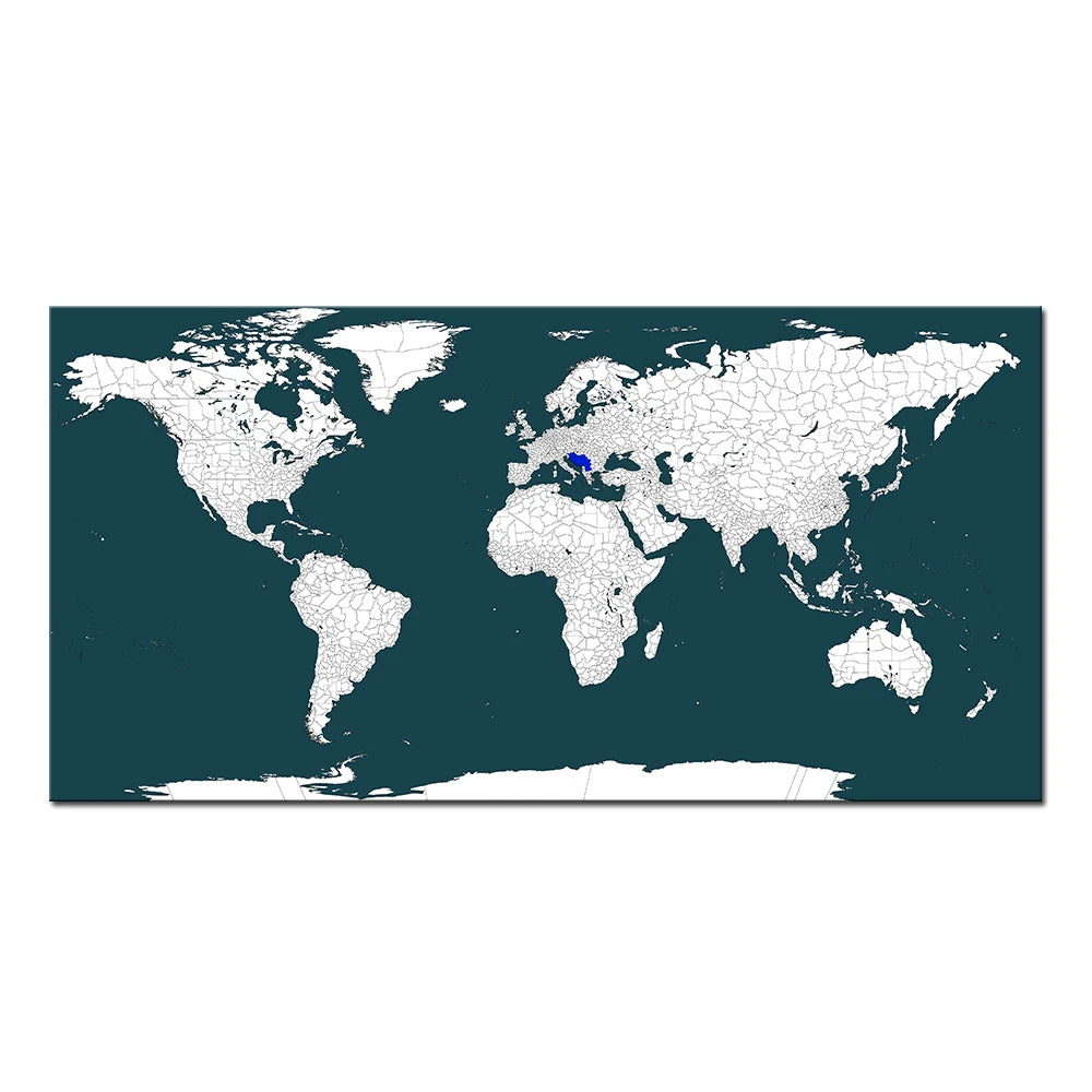 Carte du monde moderne - Bleu et blanc