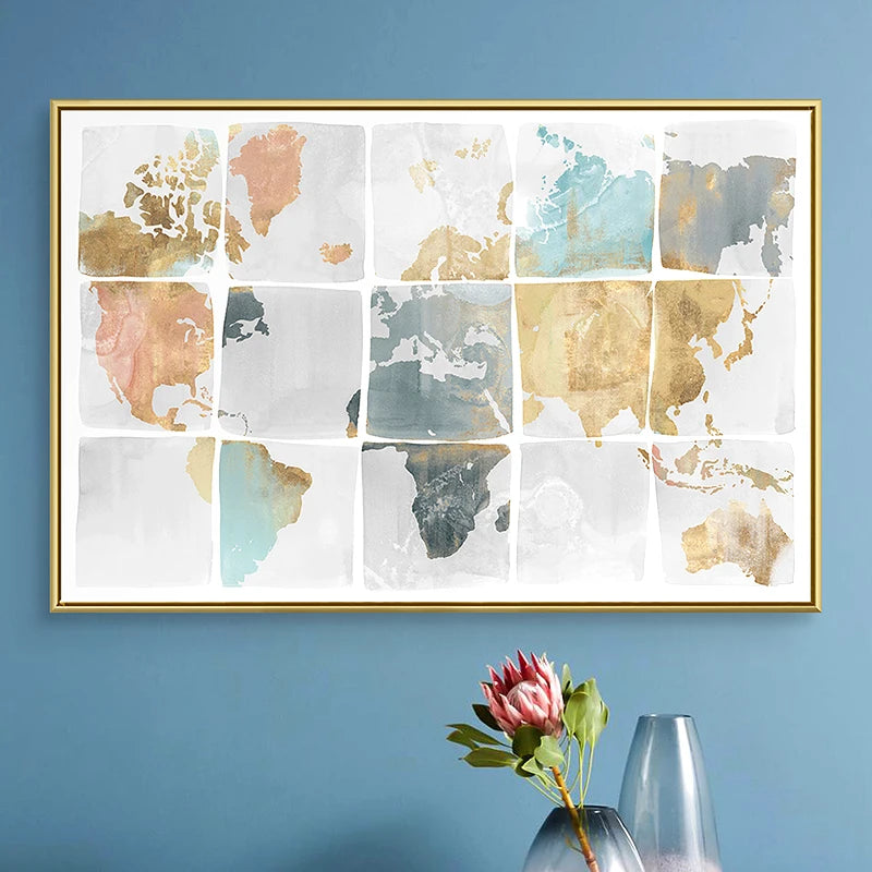 Carte du monde en aquarelle abstraite