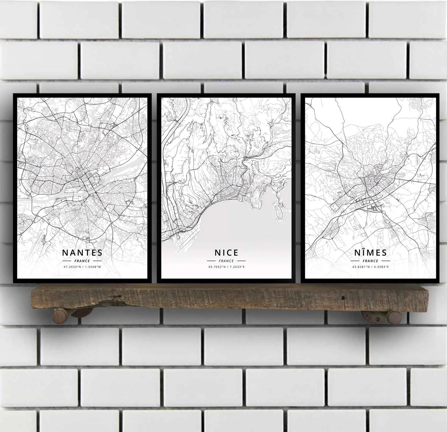 Poster Carte de Saint-Etienne Noir et Blanc - Décoration Murale