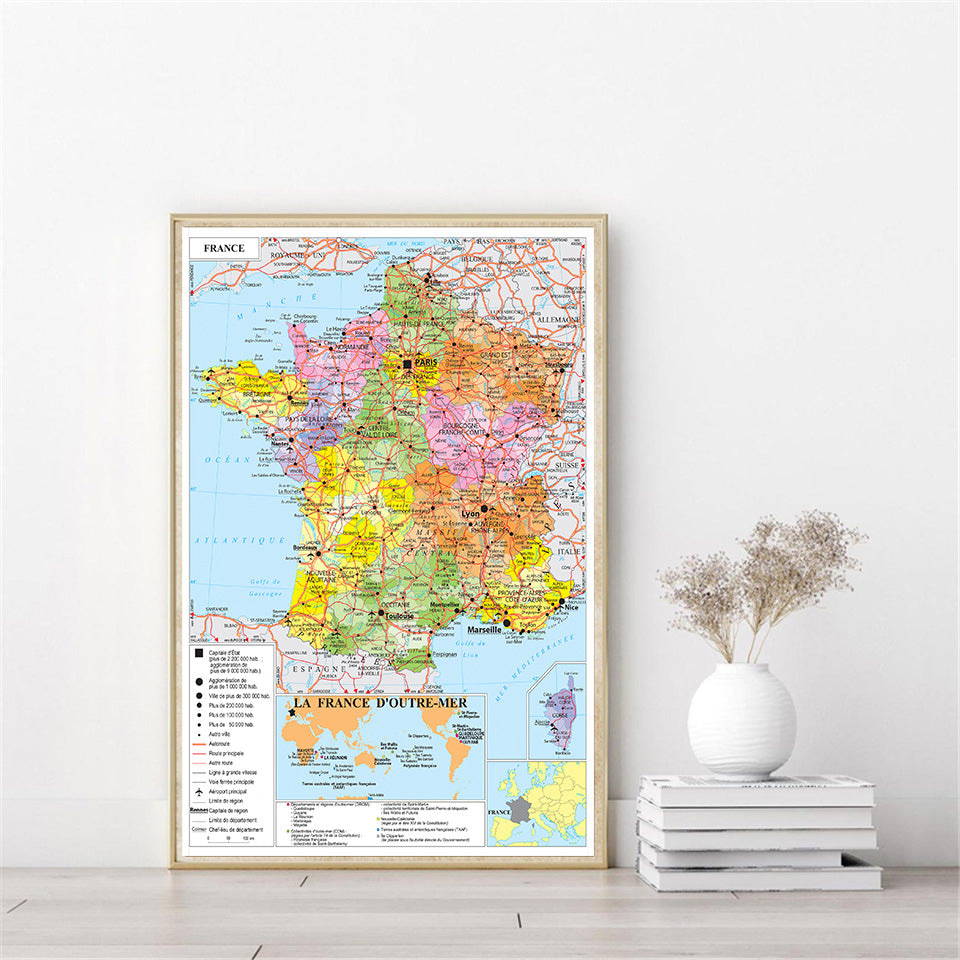 Carte des Transports de France – Affiche Murale Grand Format 100x150 cm