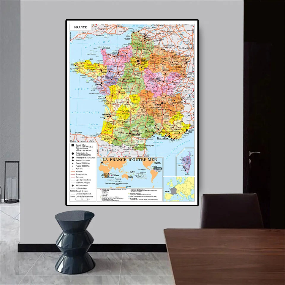 Carte des Transports de France – Affiche Murale Grand Format 100x150 cm