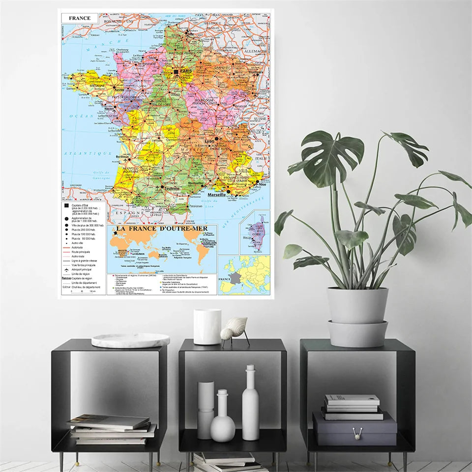 Carte des Transports de France – Affiche Murale Grand Format 100x150 cm
