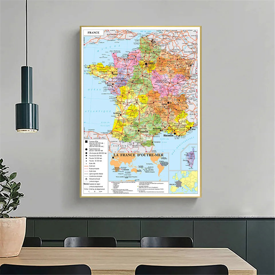 Carte des Transports de France – Affiche Murale Grand Format 100x150 cm