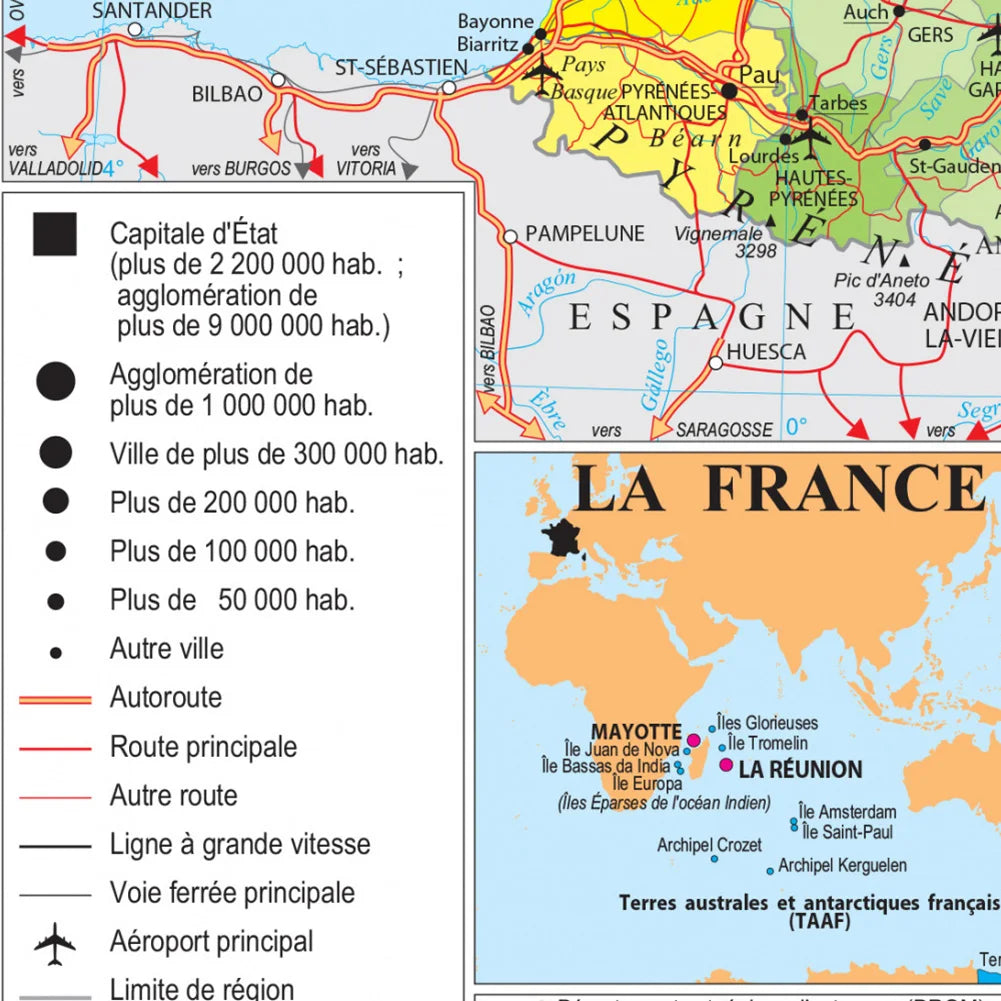 Carte des Transports de France – Affiche Murale Grand Format 100x150 cm