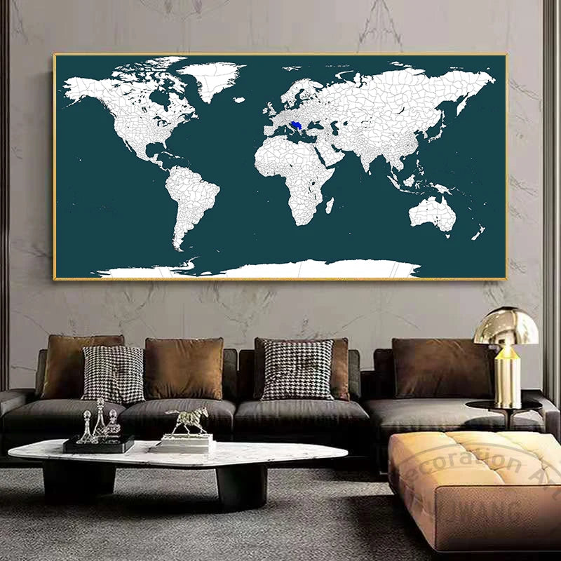 Carte du monde moderne - Bleu et blanc