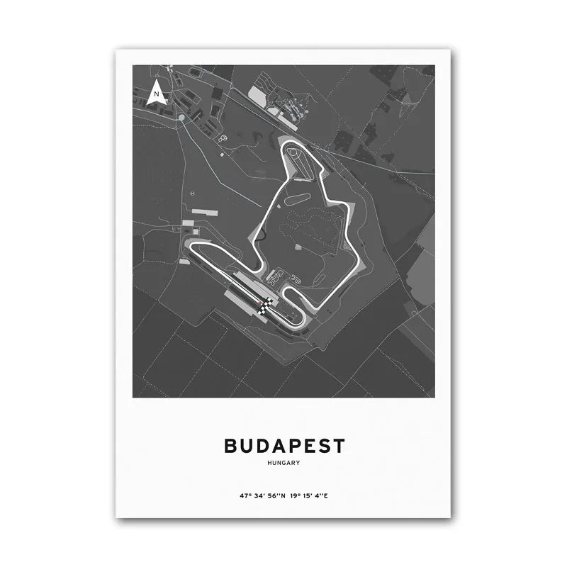 Affiche Circuit F1 – Carte du Circuits de Budapest - Hongrie