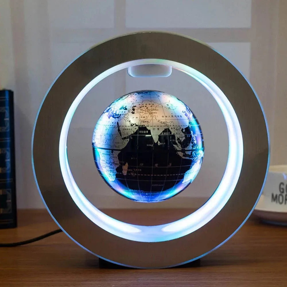 Globe Terrestre Flottant LED – Carte du Monde en Lévitation Magnétique Rotative