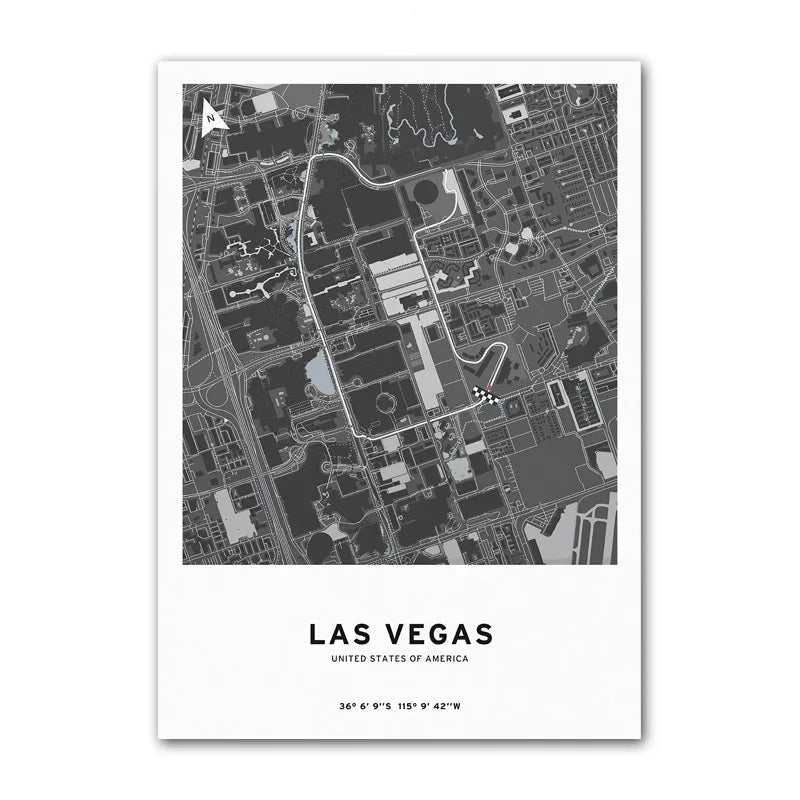 Affiche F1 – Carte du Circuit de Las Vegas - Etats-Unis