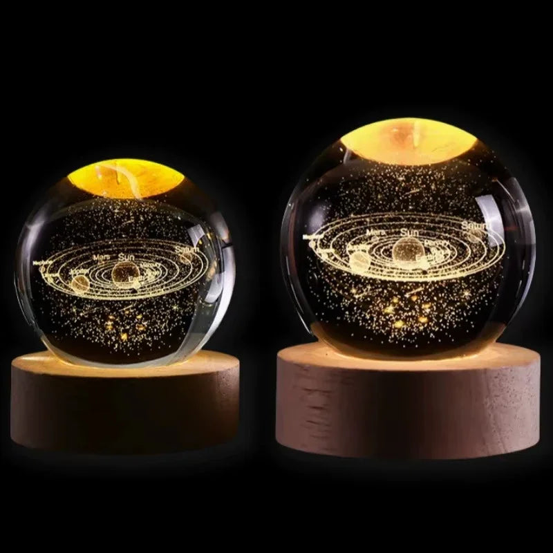 Veilleuse Boule de cristal - carte du système solaire