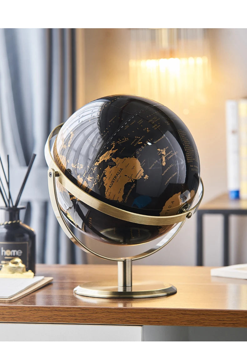 Globe Terrestre de Bureau Noir – Décoratif & Éducatif