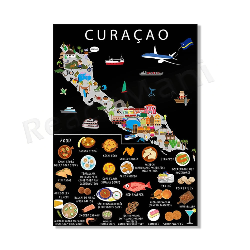 Poster Carte Gastronomique & Culturelle de l'Italie