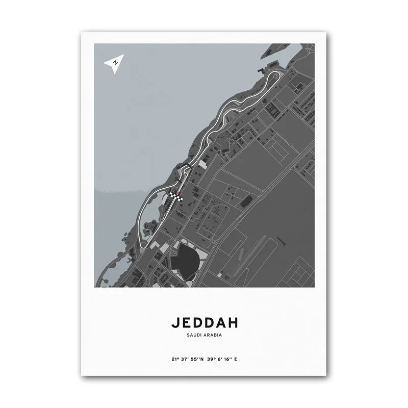 Affiche F1 – Carte du Circuit de Jeddah - Arabie Saoudite