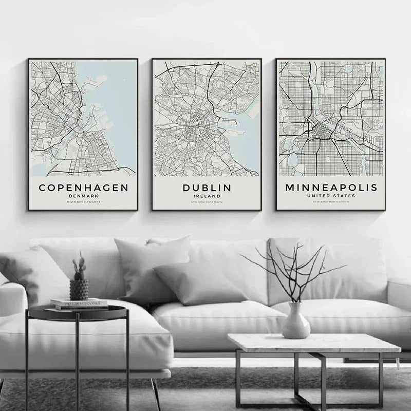 Carte de Copenhague – Affiche Murale vintage