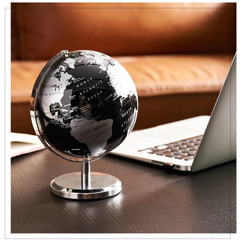 Globe Terrestre de Bureau Noir – Décoratif & Éducatif