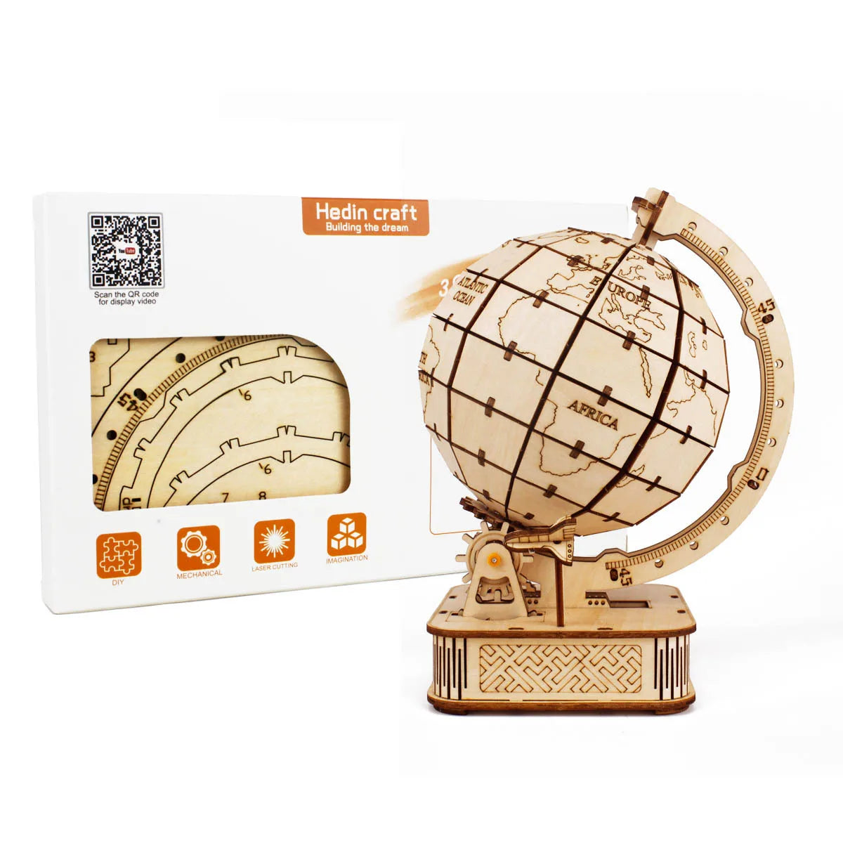 Puzzle 3D en Bois à Assembler, Modèle globe terrestre