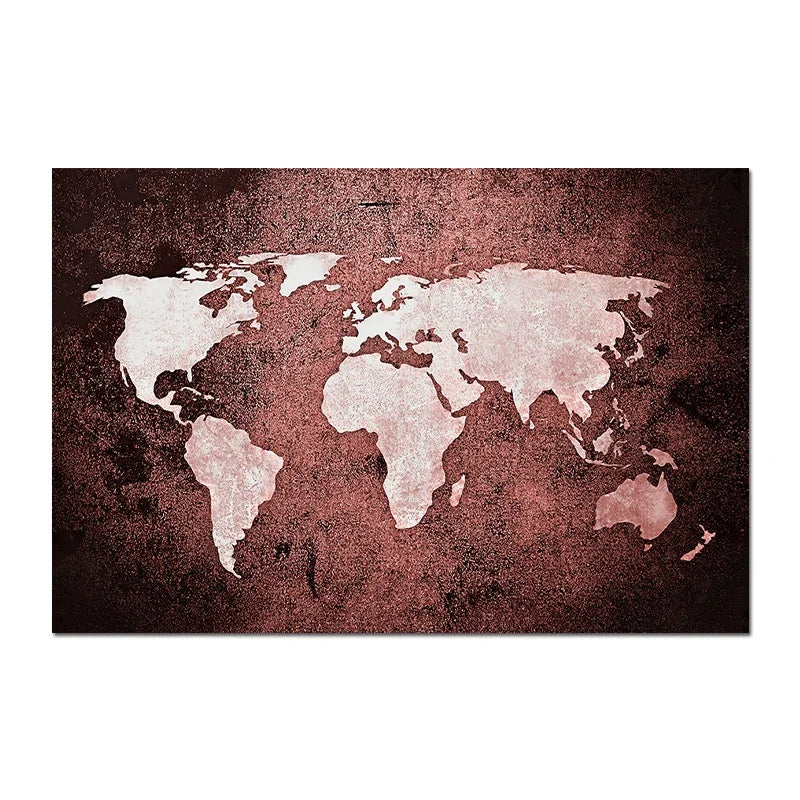 Carte du Monde décorative – Poster murale rouge