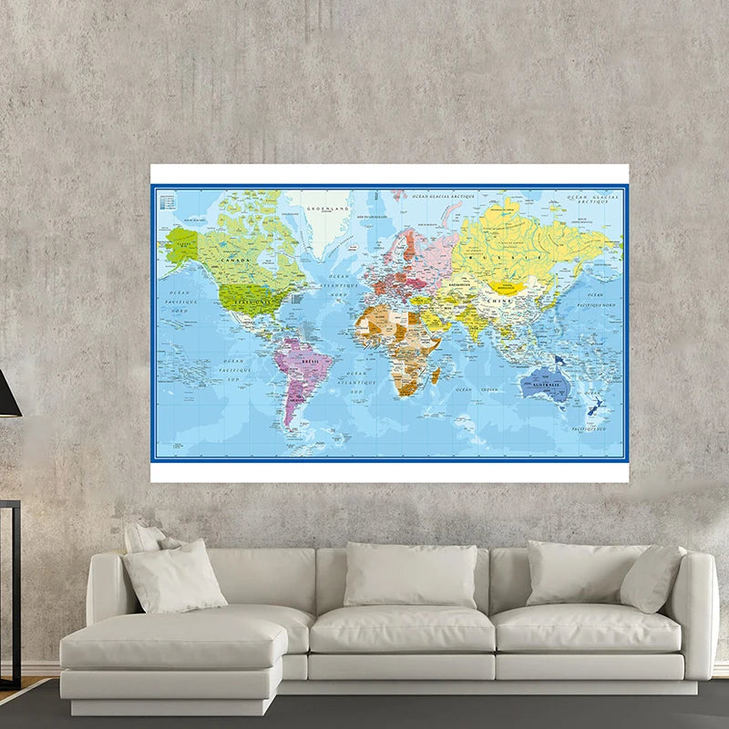 Carte du Monde Murale Éducative en Français