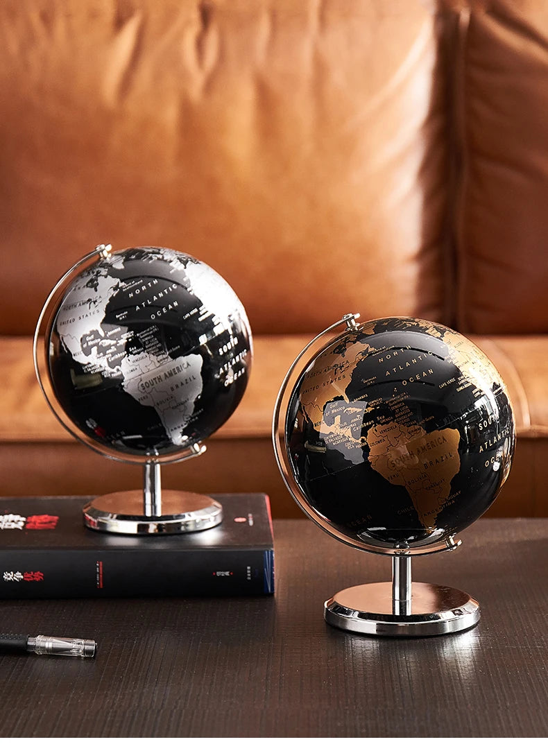 Globe Terrestre de Bureau Noir – Décoratif & Éducatif