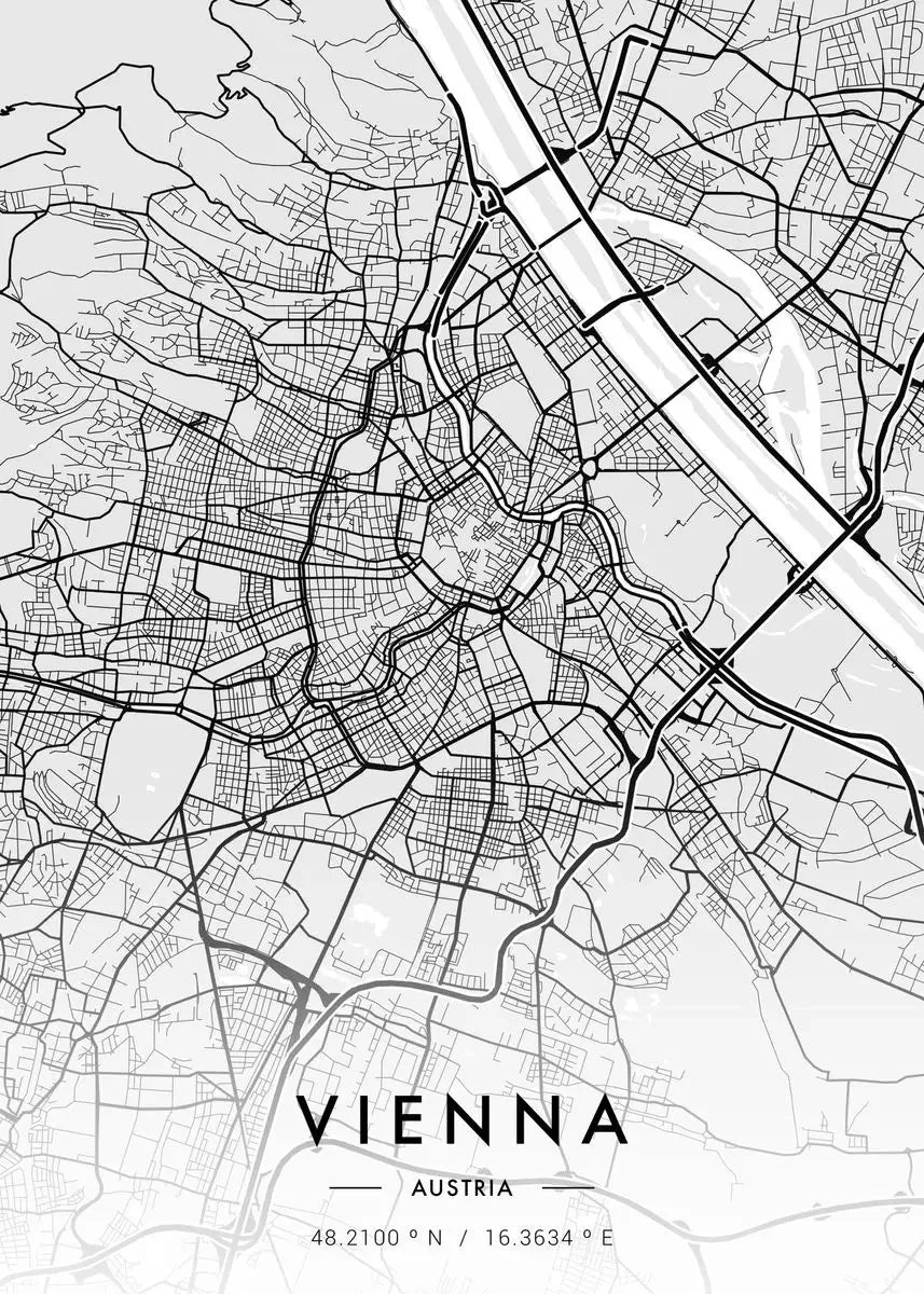 Carte de New Yo – Affiche Murale en Noir et Blanc