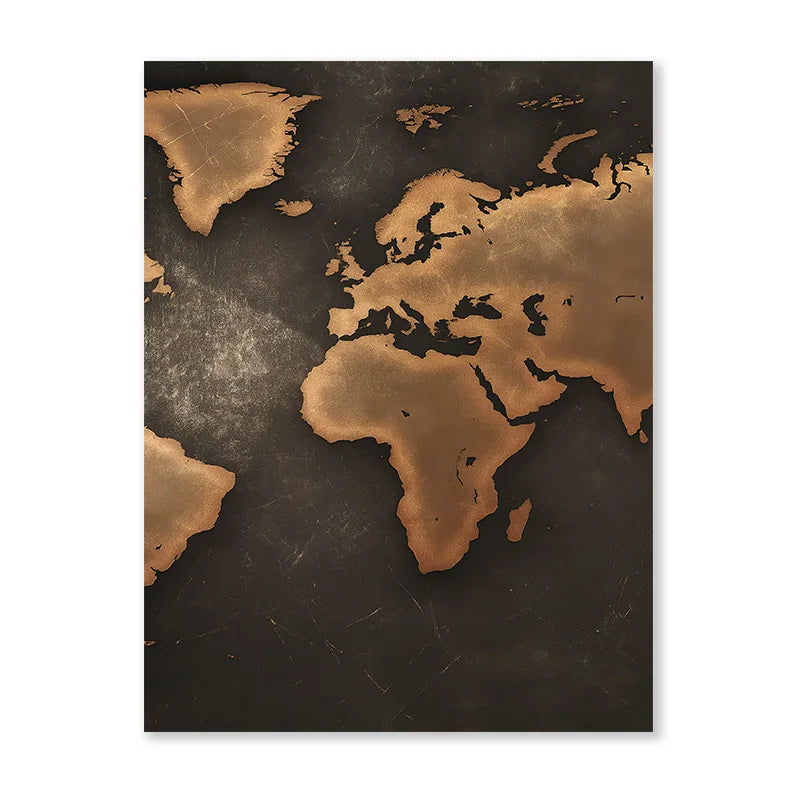 Carte du monde triptyque en 3 panneaux