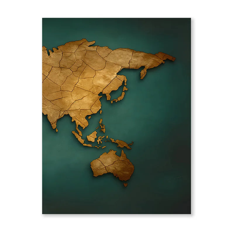 Carte du monde triptyque en 3 panneaux