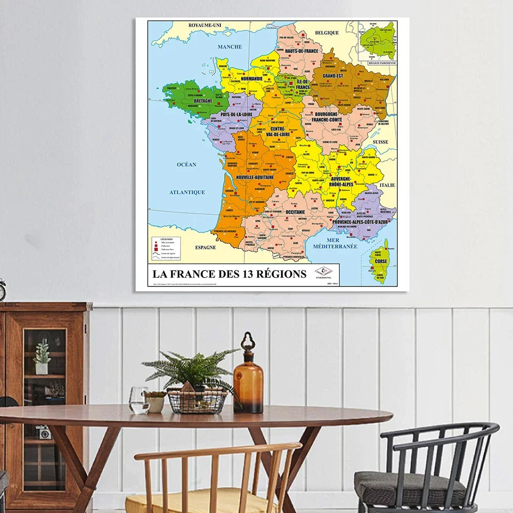 Carte de France des régions, Affiche murale à accrocher