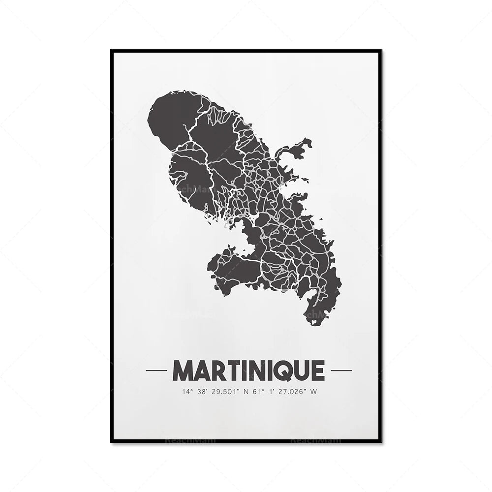 Carte de la Martinique - plusieurs design et dimensions