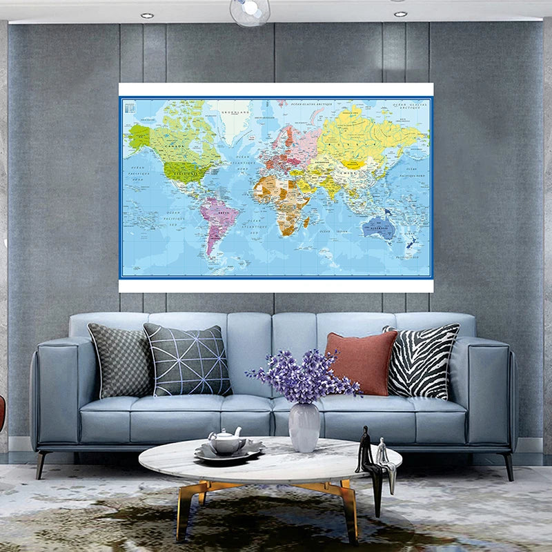 Carte du Monde Murale Éducative en Français