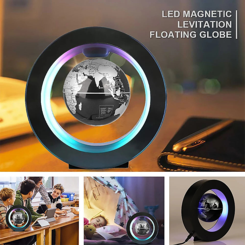Globe Terrestre Flottant LED – Carte du Monde en Lévitation Magnétique Rotative
