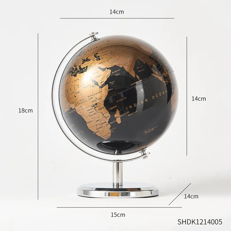 Globe Terrestre de Bureau Noir – Décoratif & Éducatif