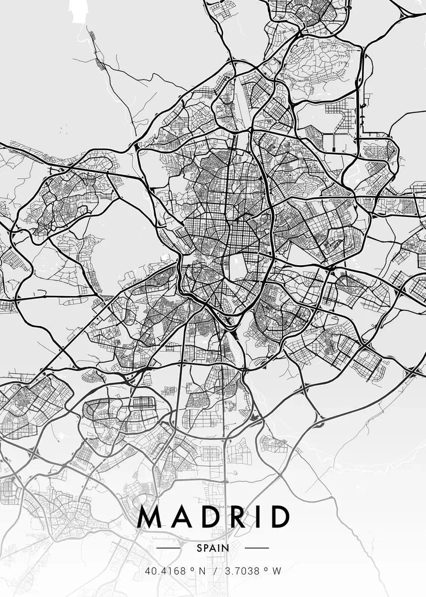 Carte de New Yo – Affiche Murale en Noir et Blanc