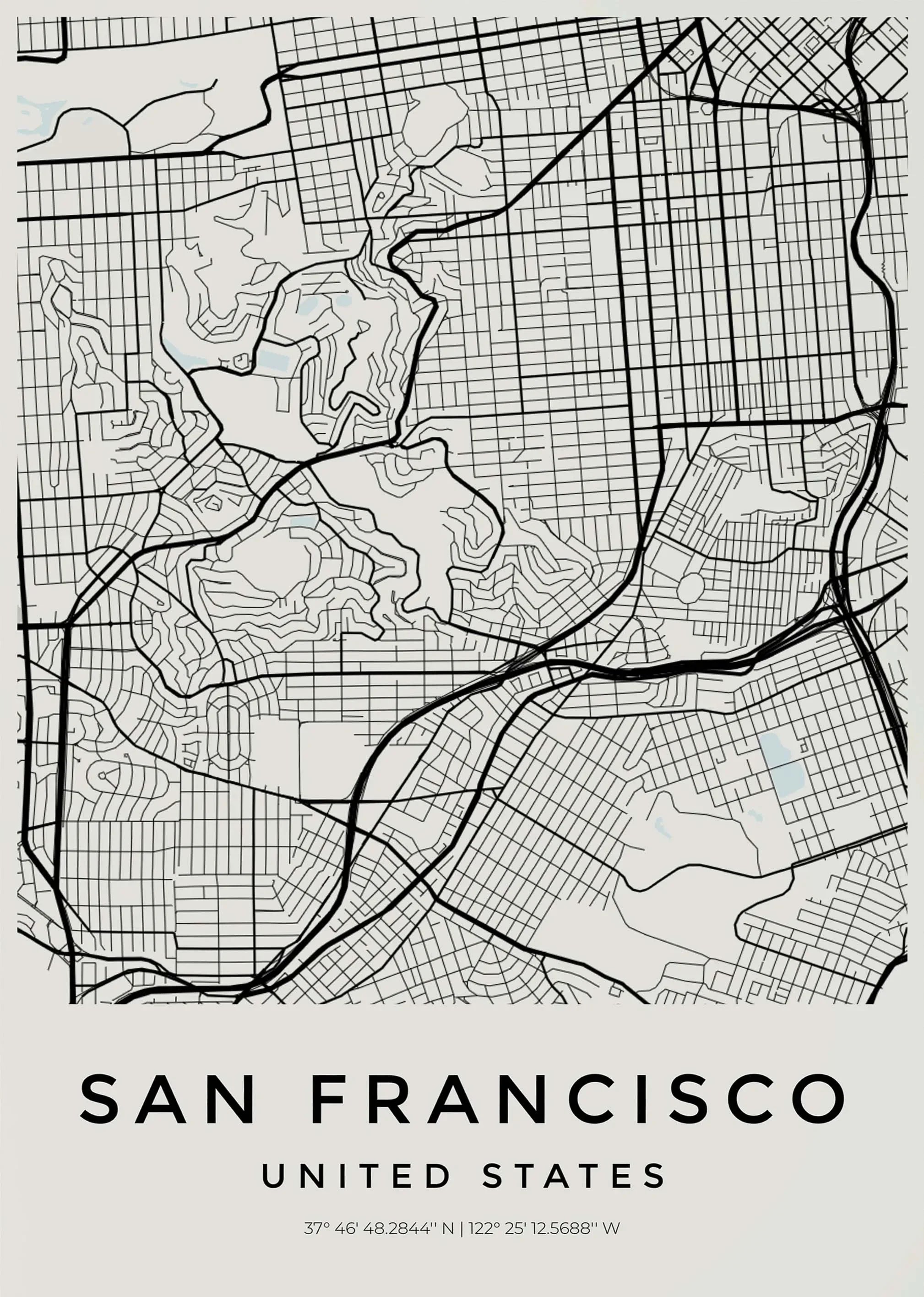 Carte de San Francisco – Affiche Murale vintage