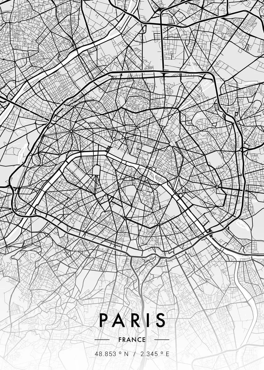 Carte de New Yo – Affiche Murale en Noir et Blanc