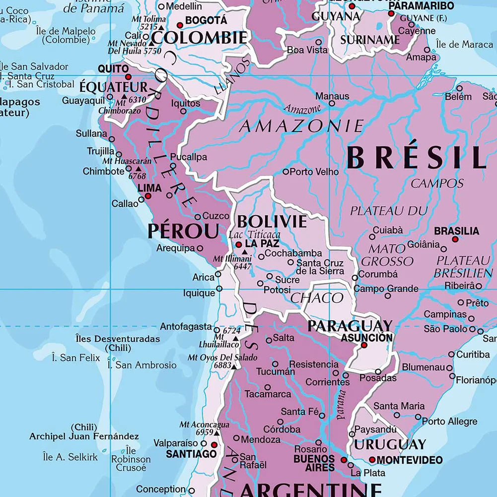 Carte du Monde Murale Éducative en Français
