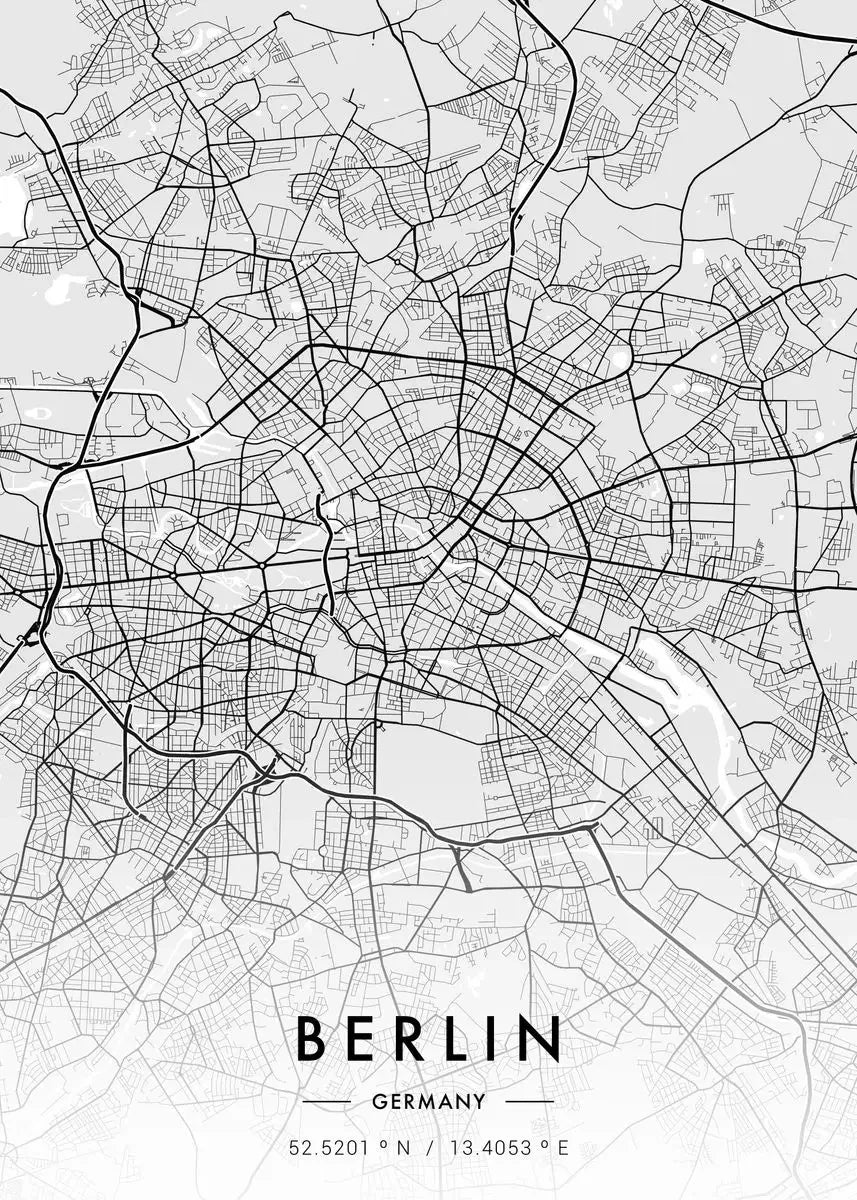 Carte de New Yo – Affiche Murale en Noir et Blanc