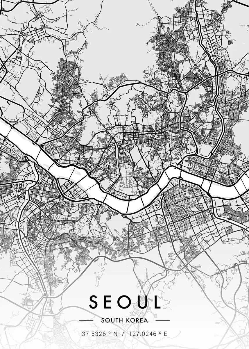 Carte de New Yo – Affiche Murale en Noir et Blanc