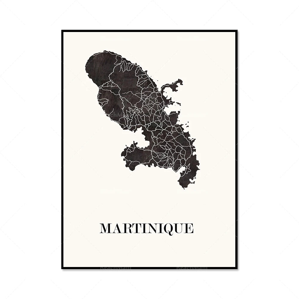 Carte de la Martinique - plusieurs design et dimensions