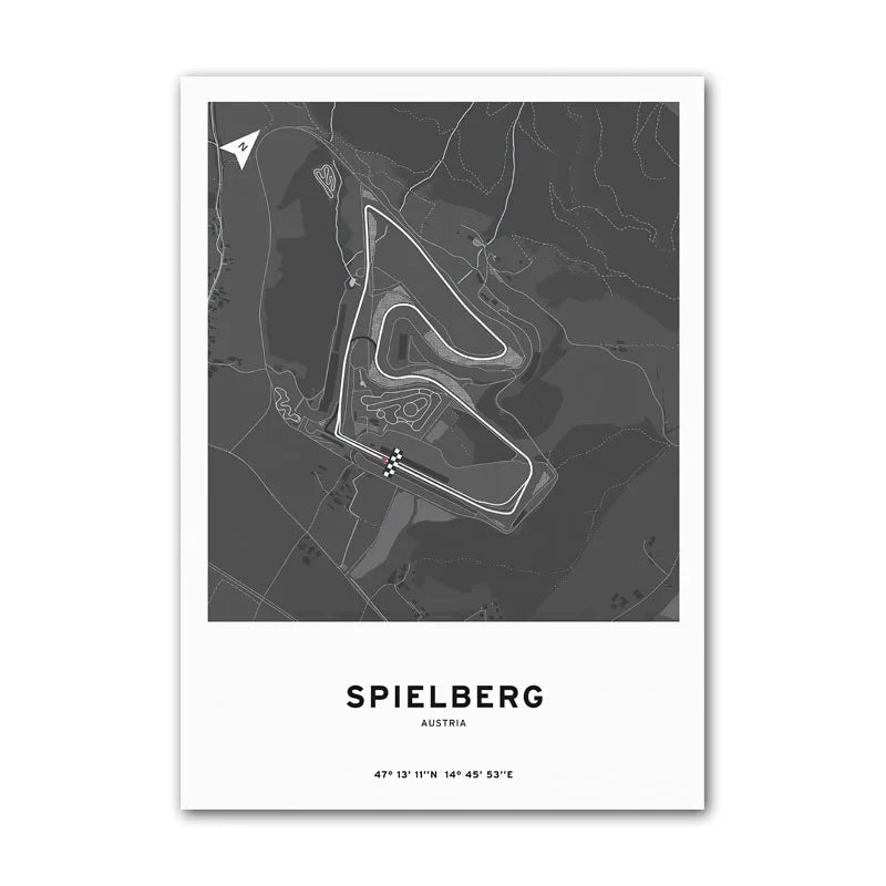 Affiche F1 – Carte du Circuit de Spielberg - Autriche